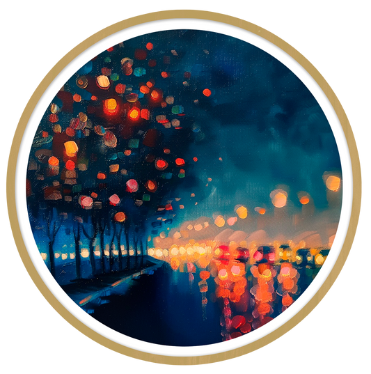 Luminous pathway round wall art