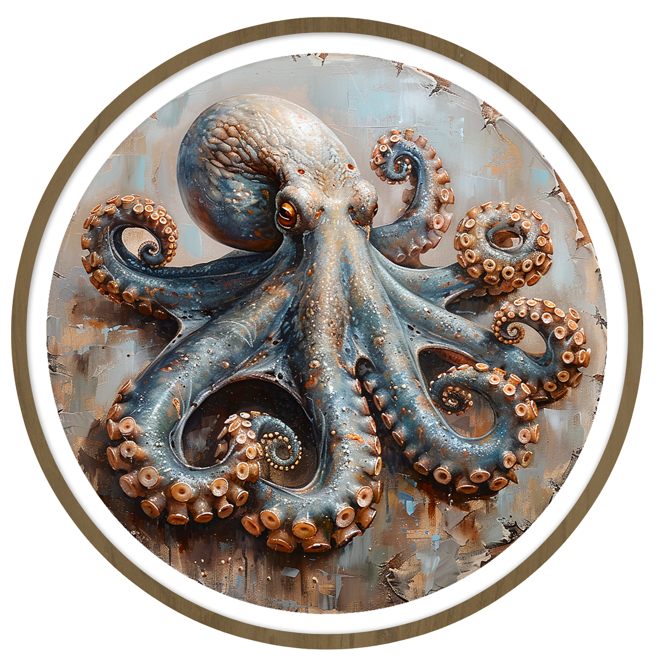 Octopus round wall art