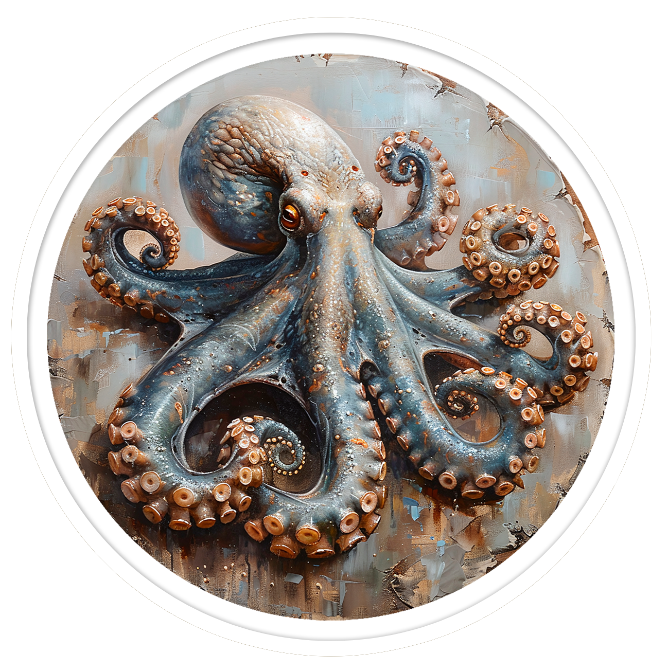 Octopus round wall art