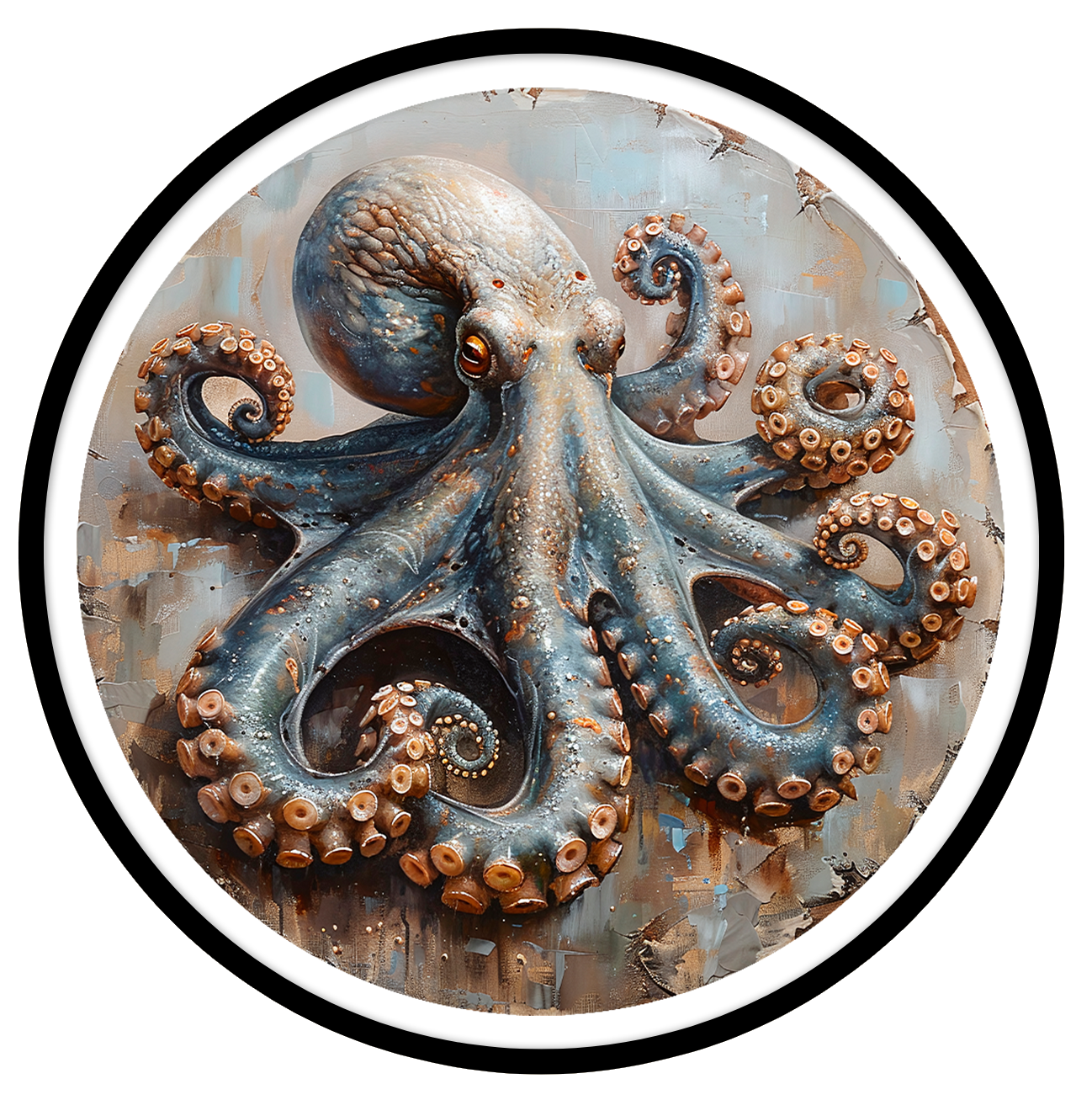 Octopus round wall art