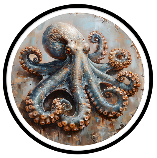 Octopus round wall art