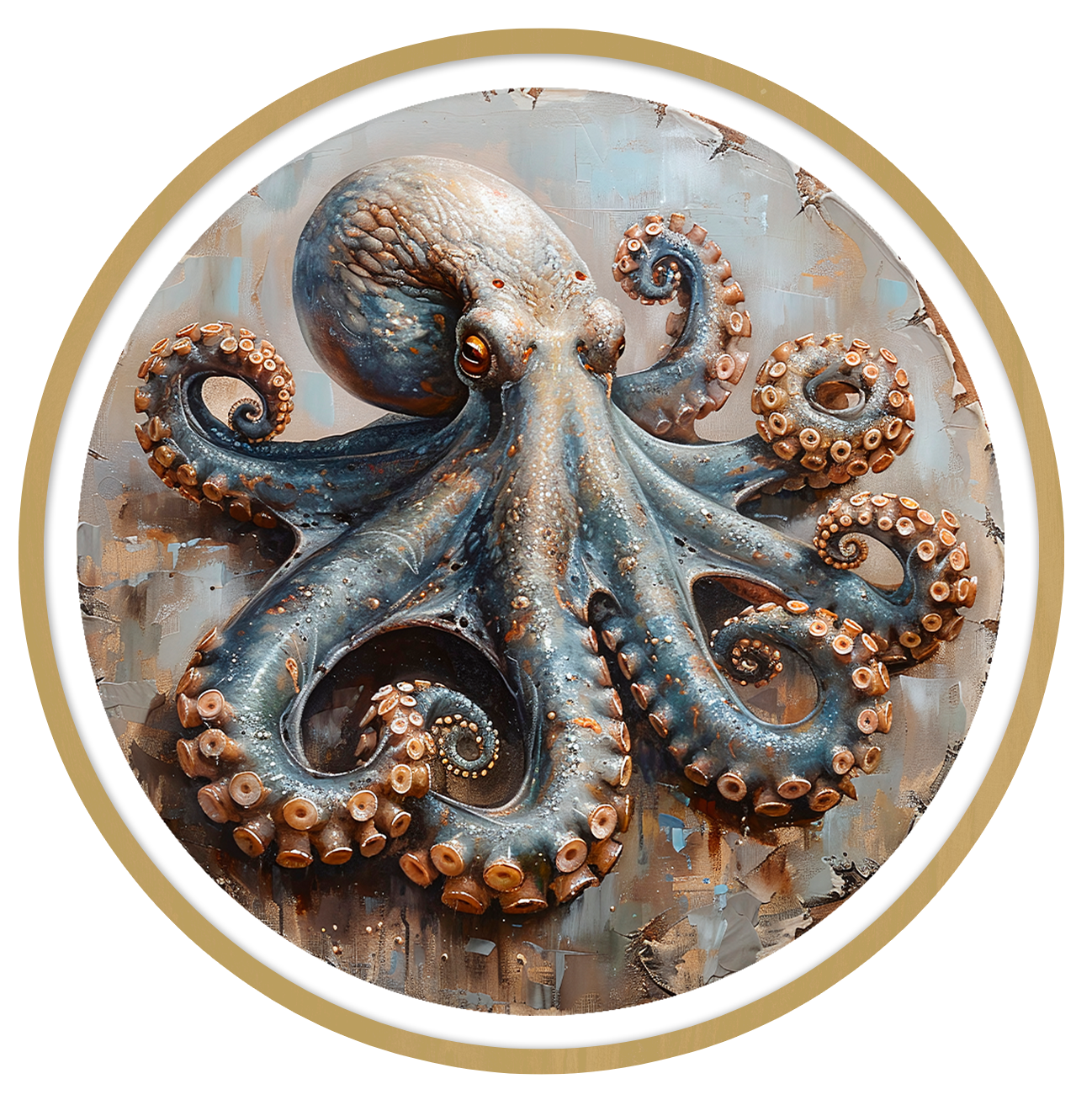 Octopus round wall art