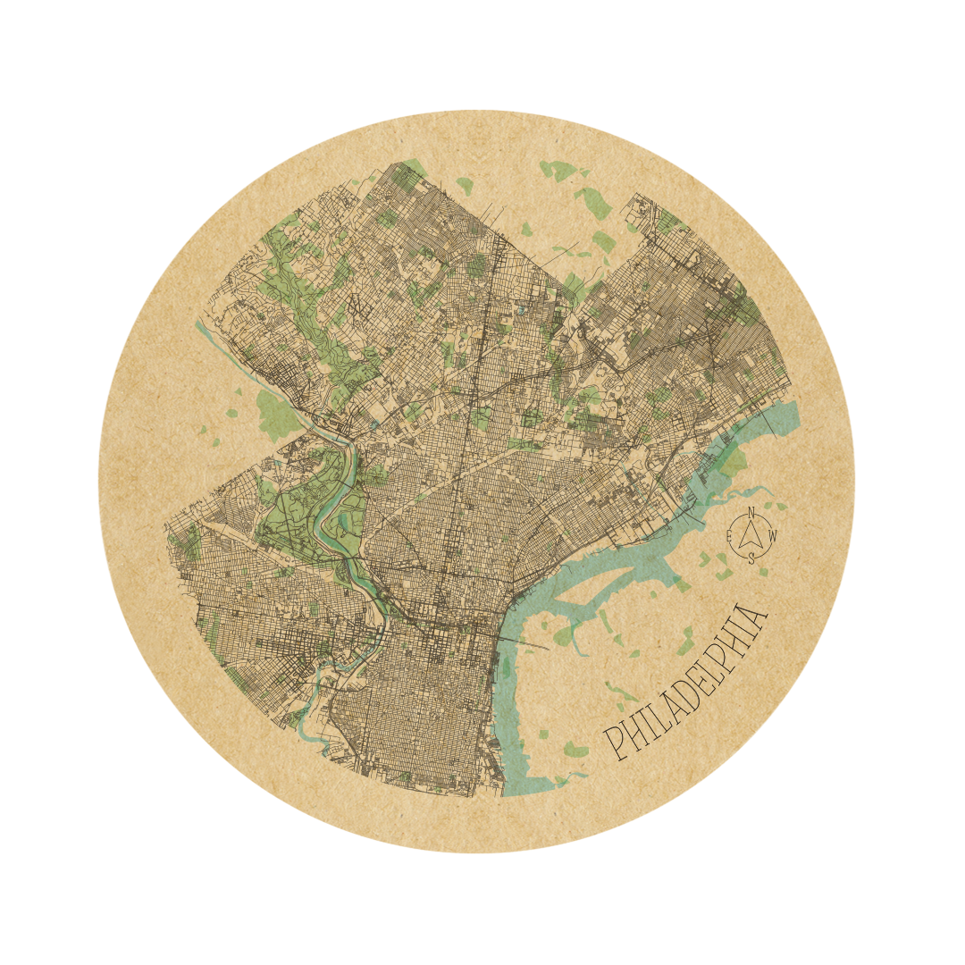 Philadelphia round wall art