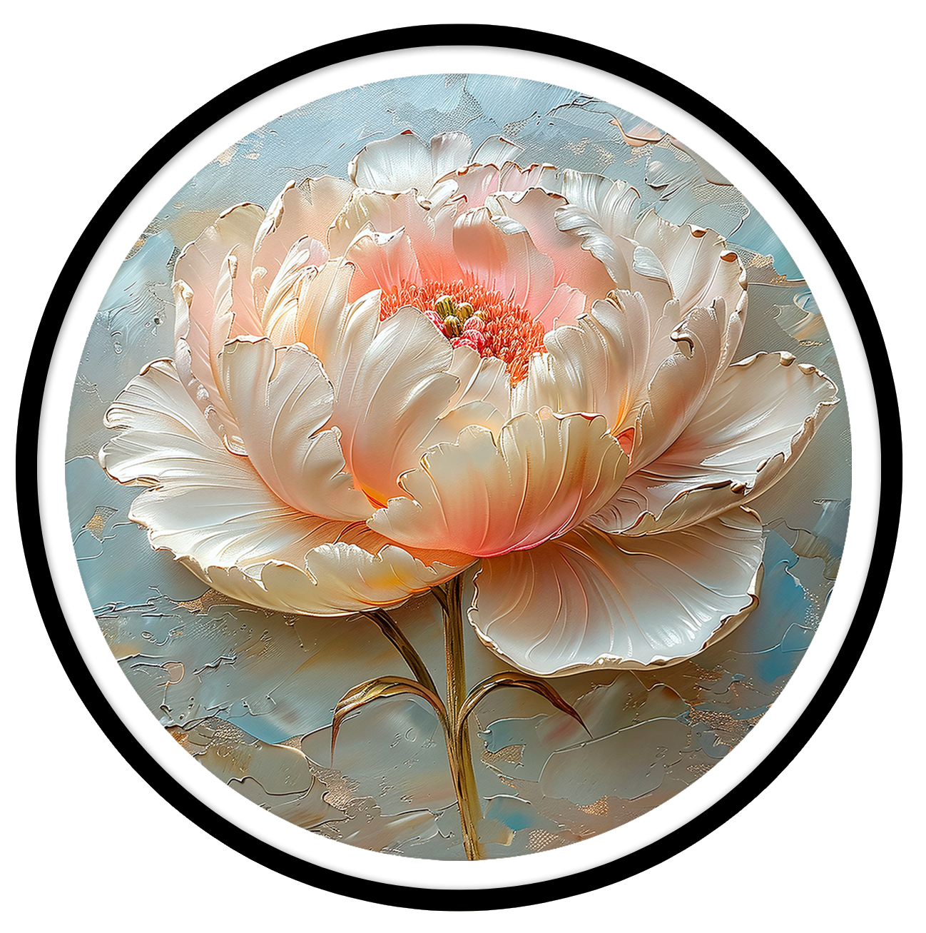 Peony round wall art