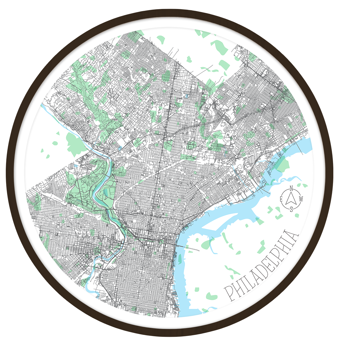 Philadelphia round wall art