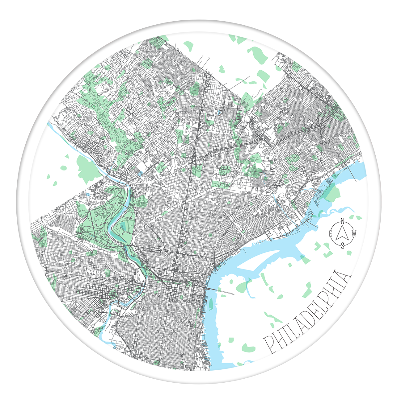 Philadelphia round wall art