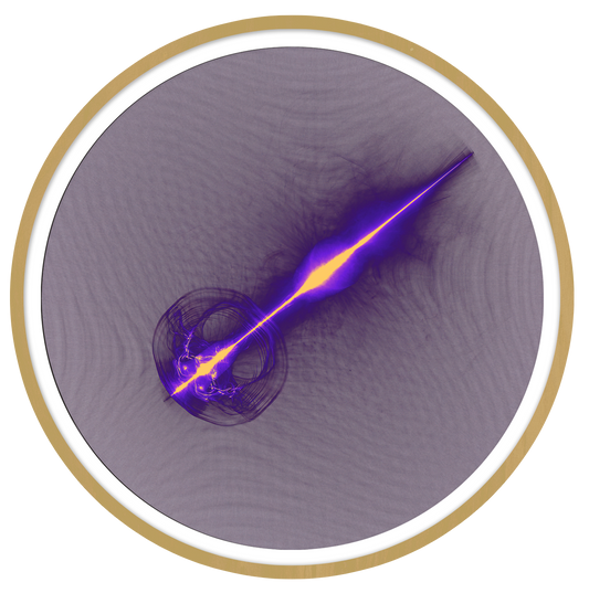 Purple orbital framed in 12in round wooden frame by Gonz.Art