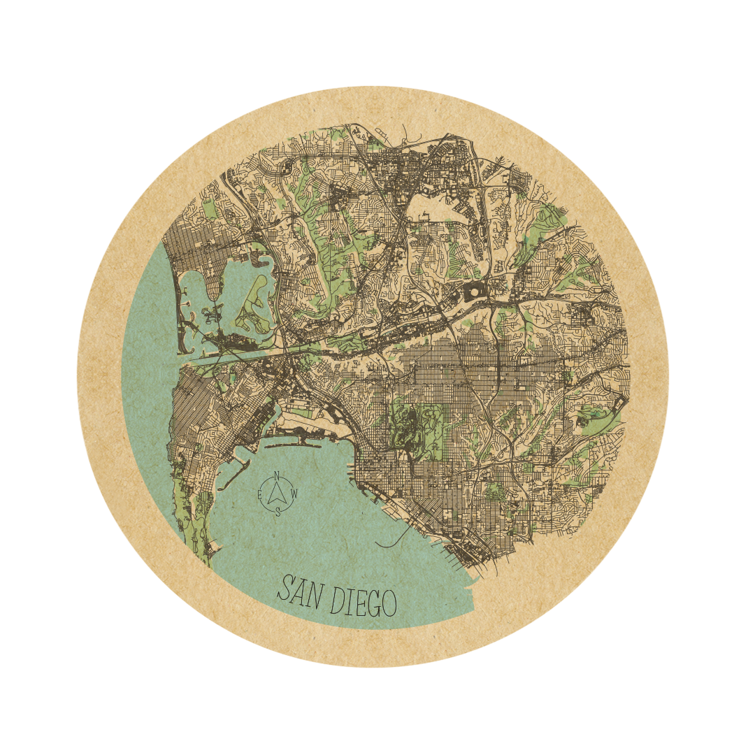 San Diego round wall art