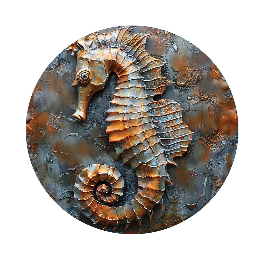 Seahorse round wall art