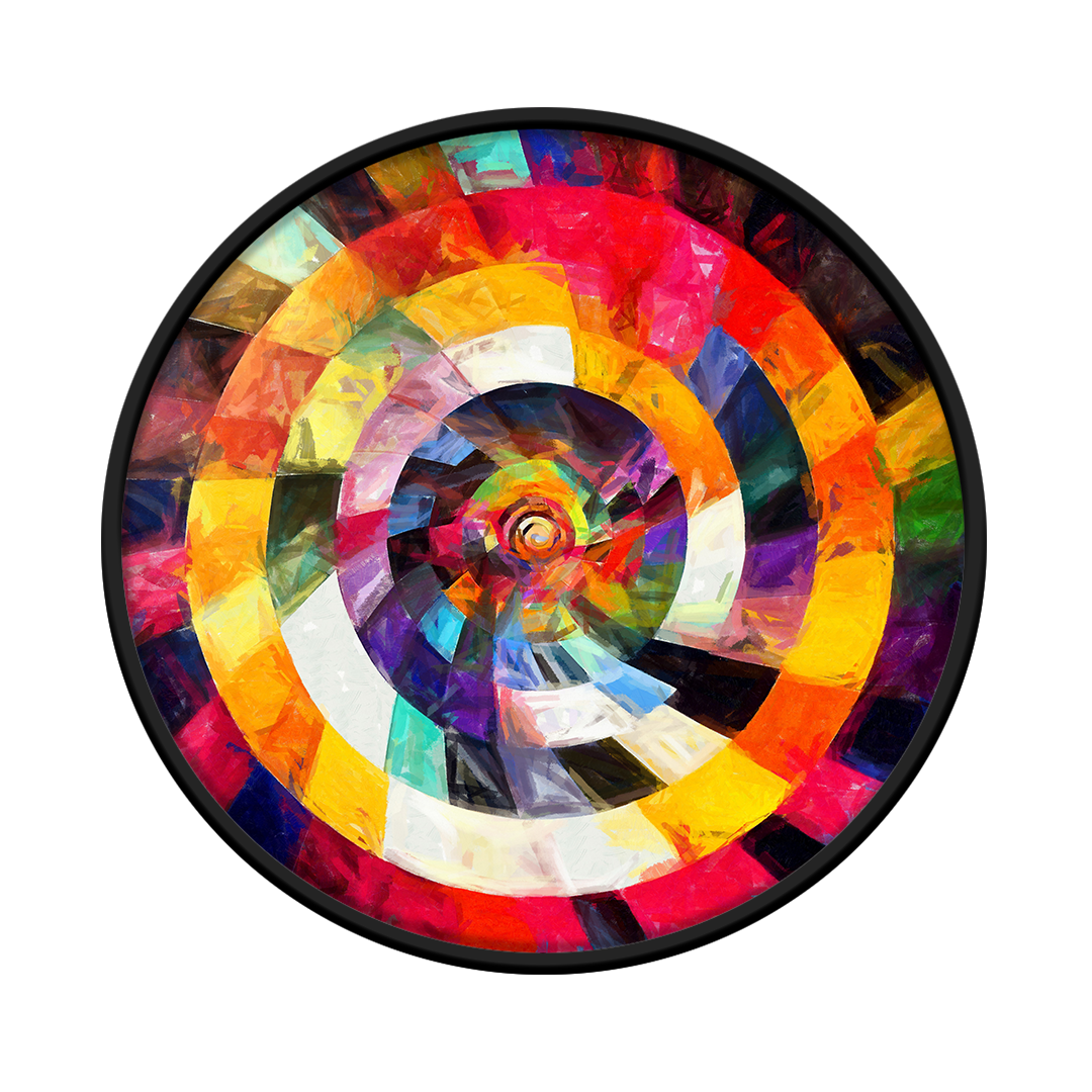 Spiral spectrum framed round wooden frame by Gonz.Art