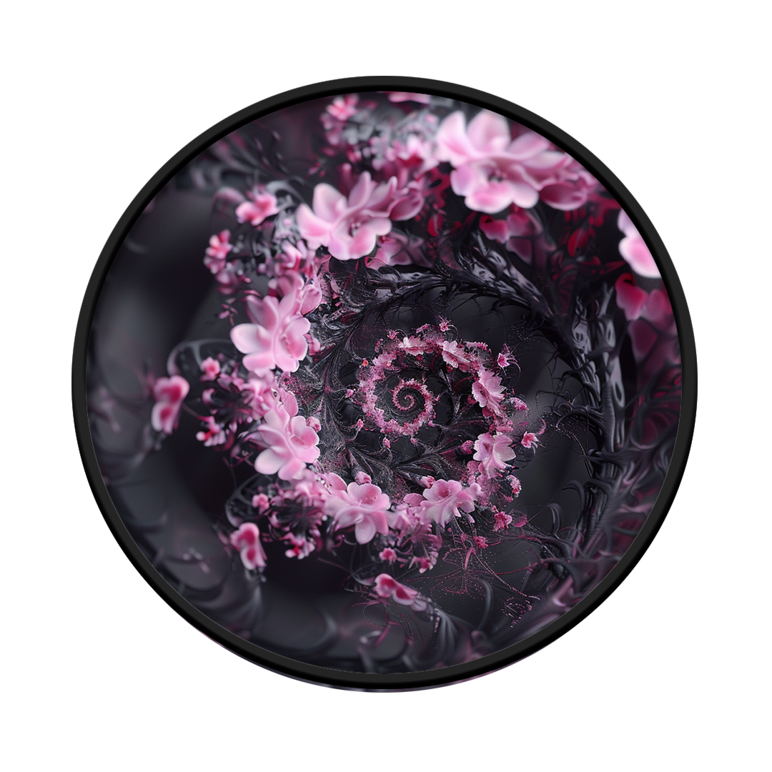 Spiral floral (Frameless) framed round wooden frame by Gonz.Art