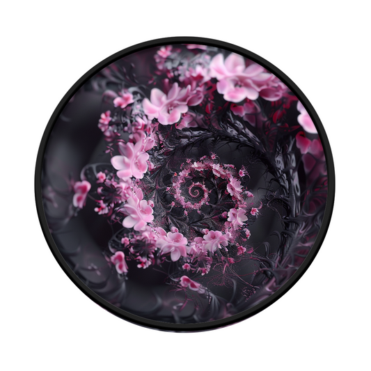Spiral floral (Frameless) framed round wooden frame by Gonz.Art