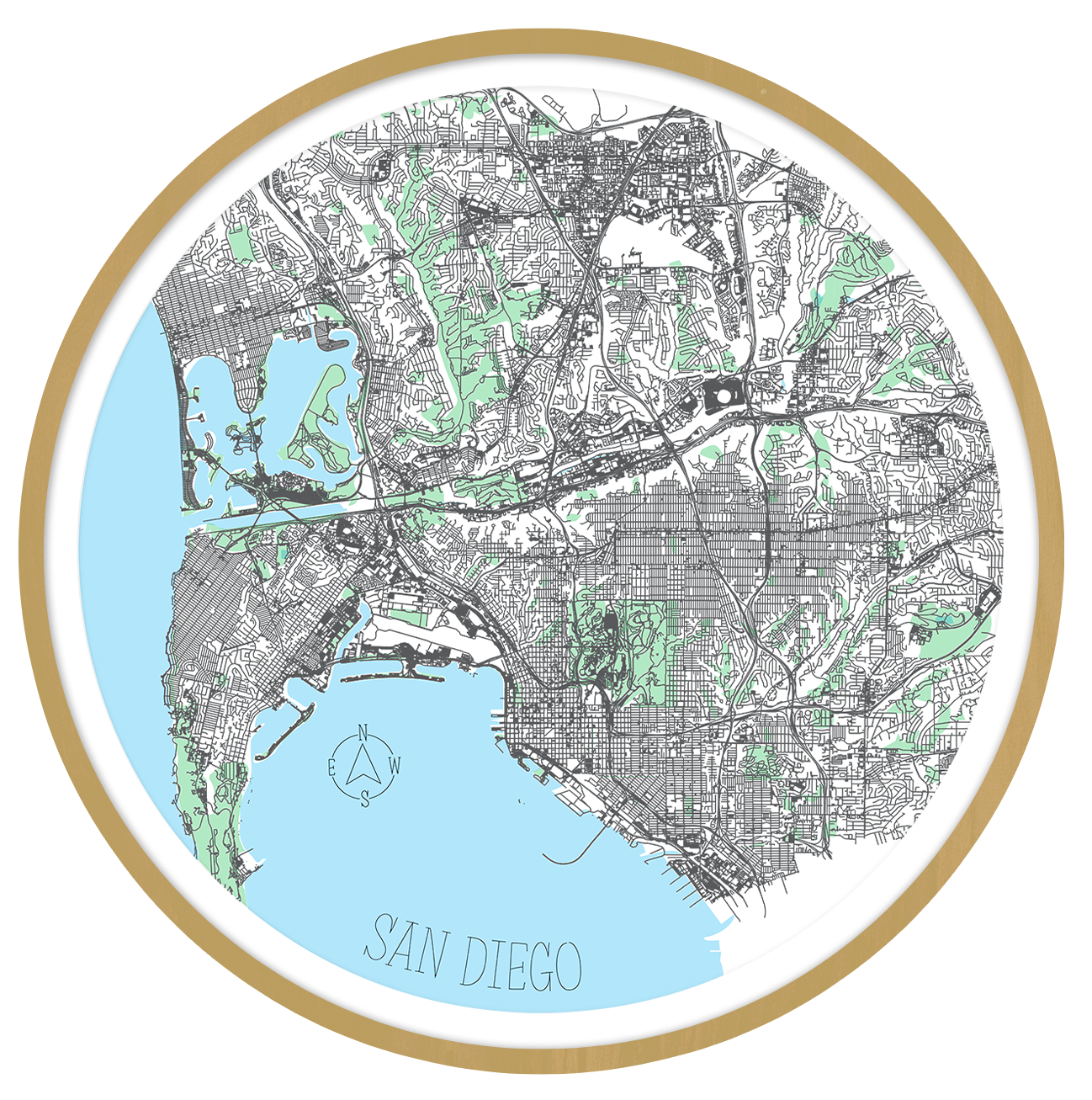 San Diego round wall art