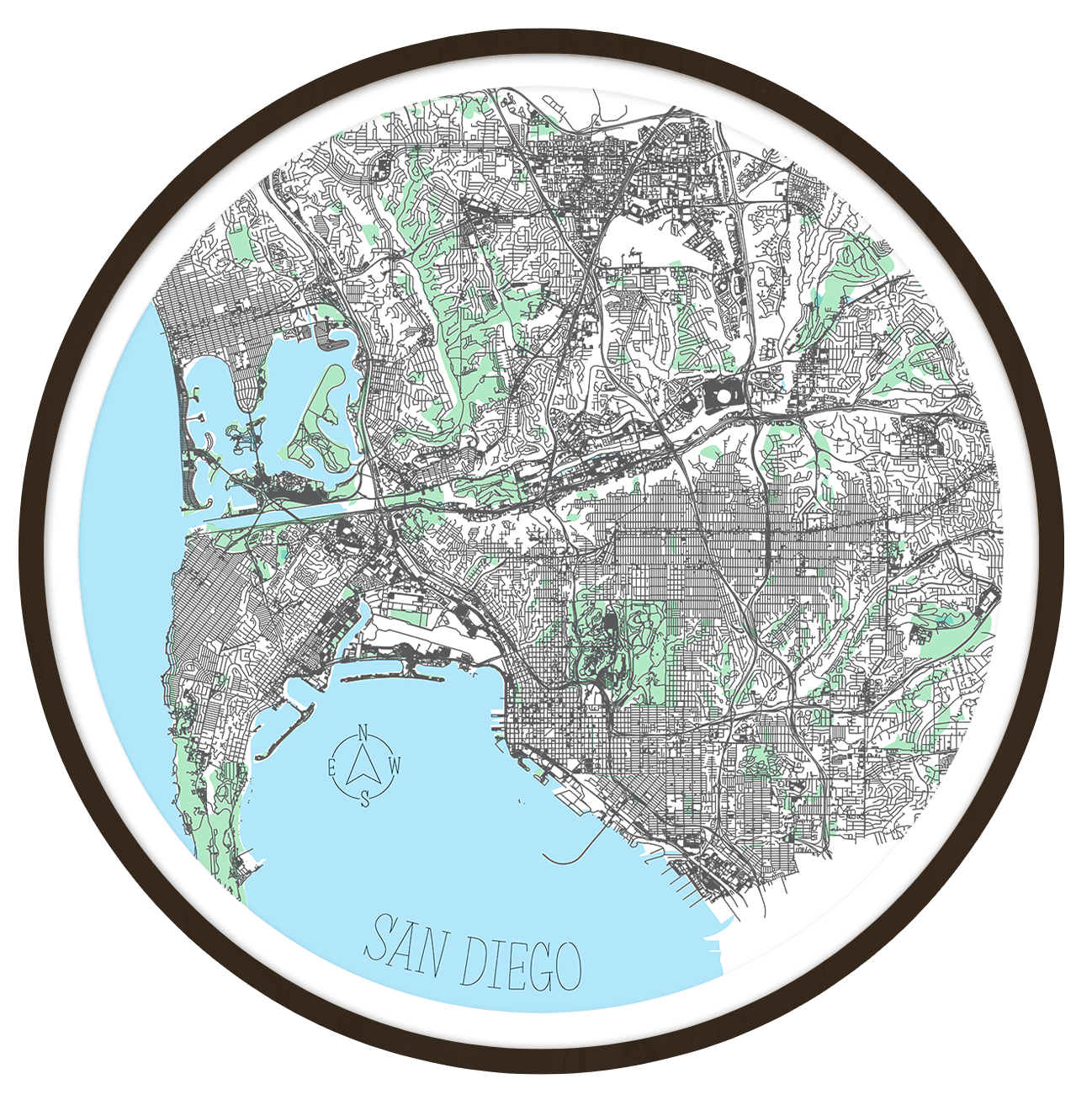 San Diego round wall art