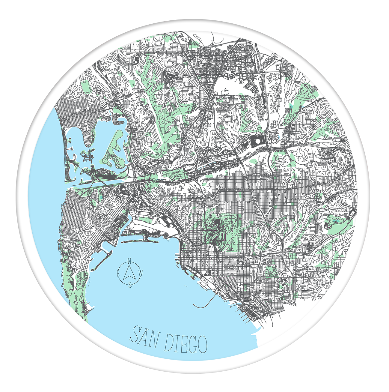 San Diego round wall art