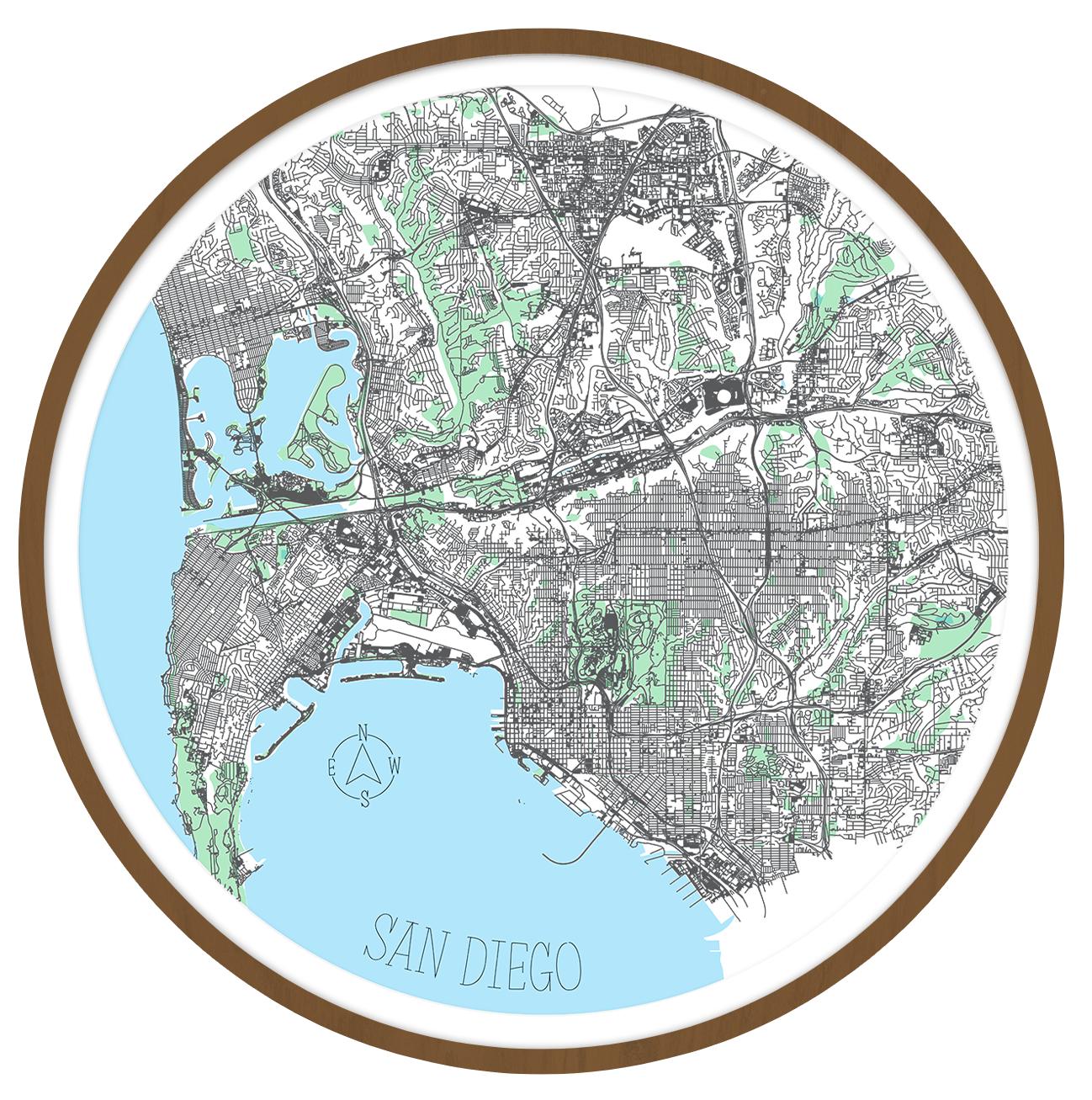 San Diego round wall art