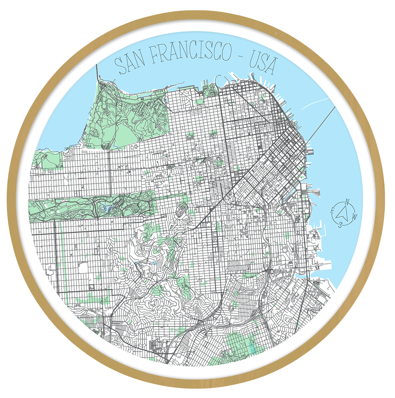 San Francisco round wall art
