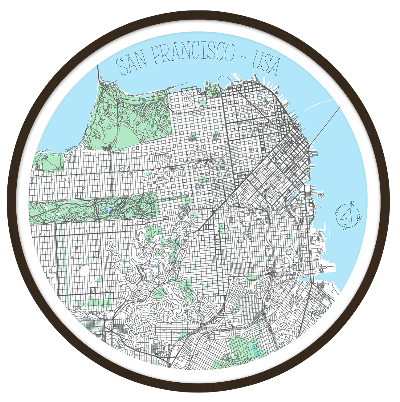 San Francisco round wall art