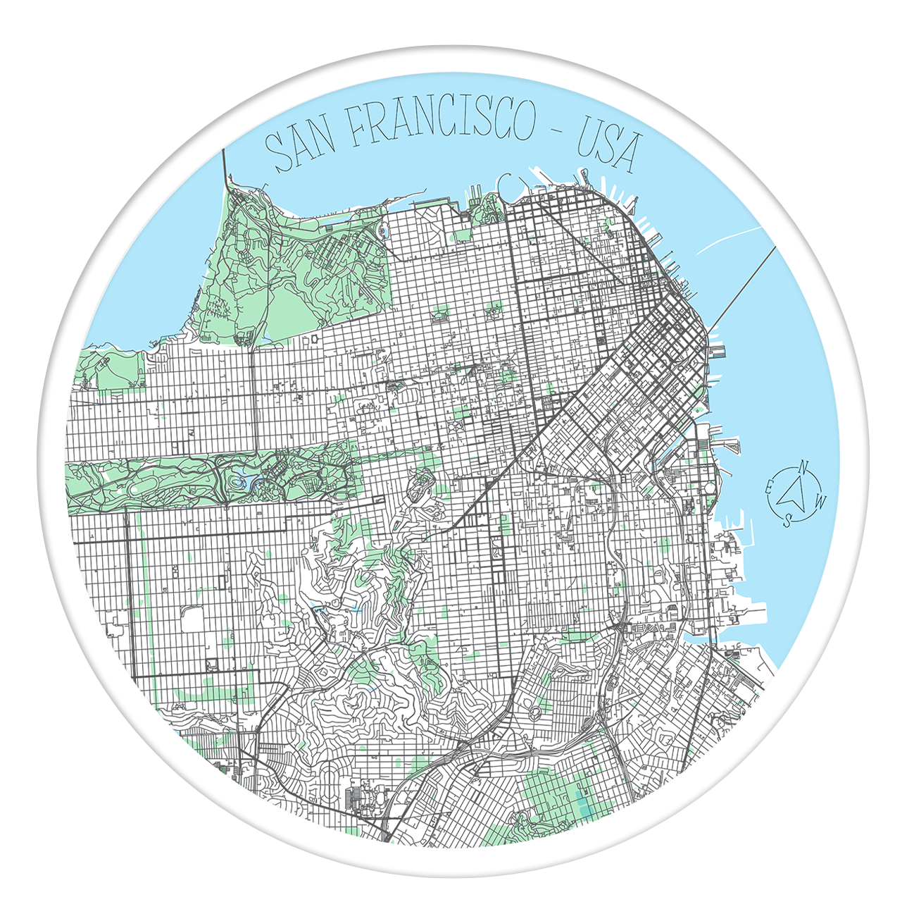 San Francisco round wall art