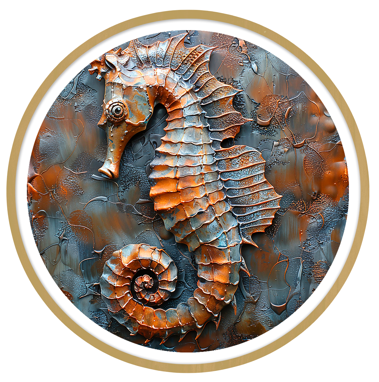 Seahorse round wall art
