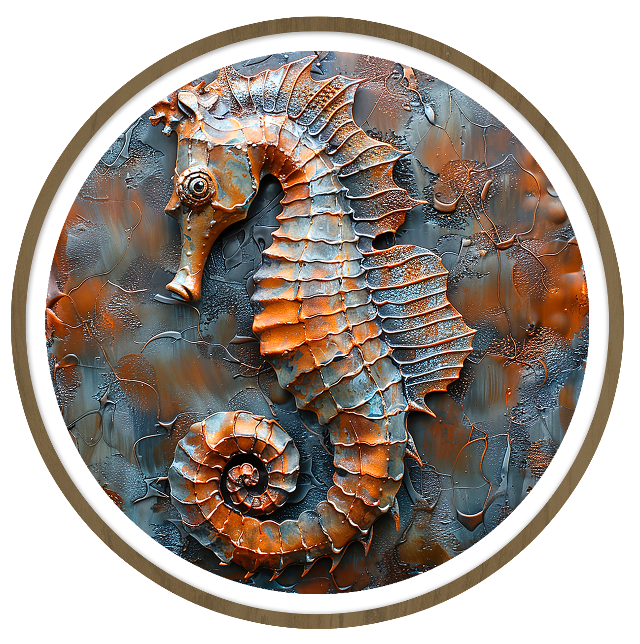 Seahorse round wall art