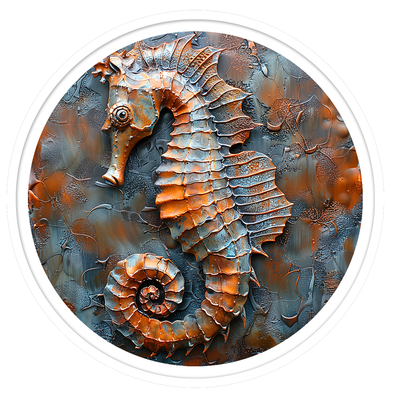 Seahorse round wall art