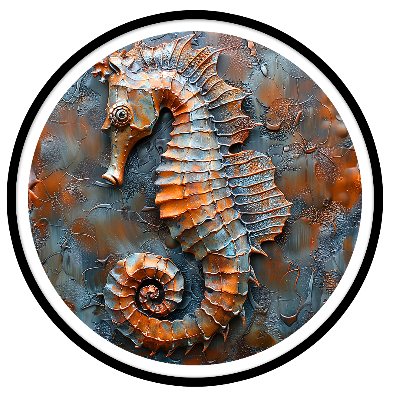 Seahorse round wall art
