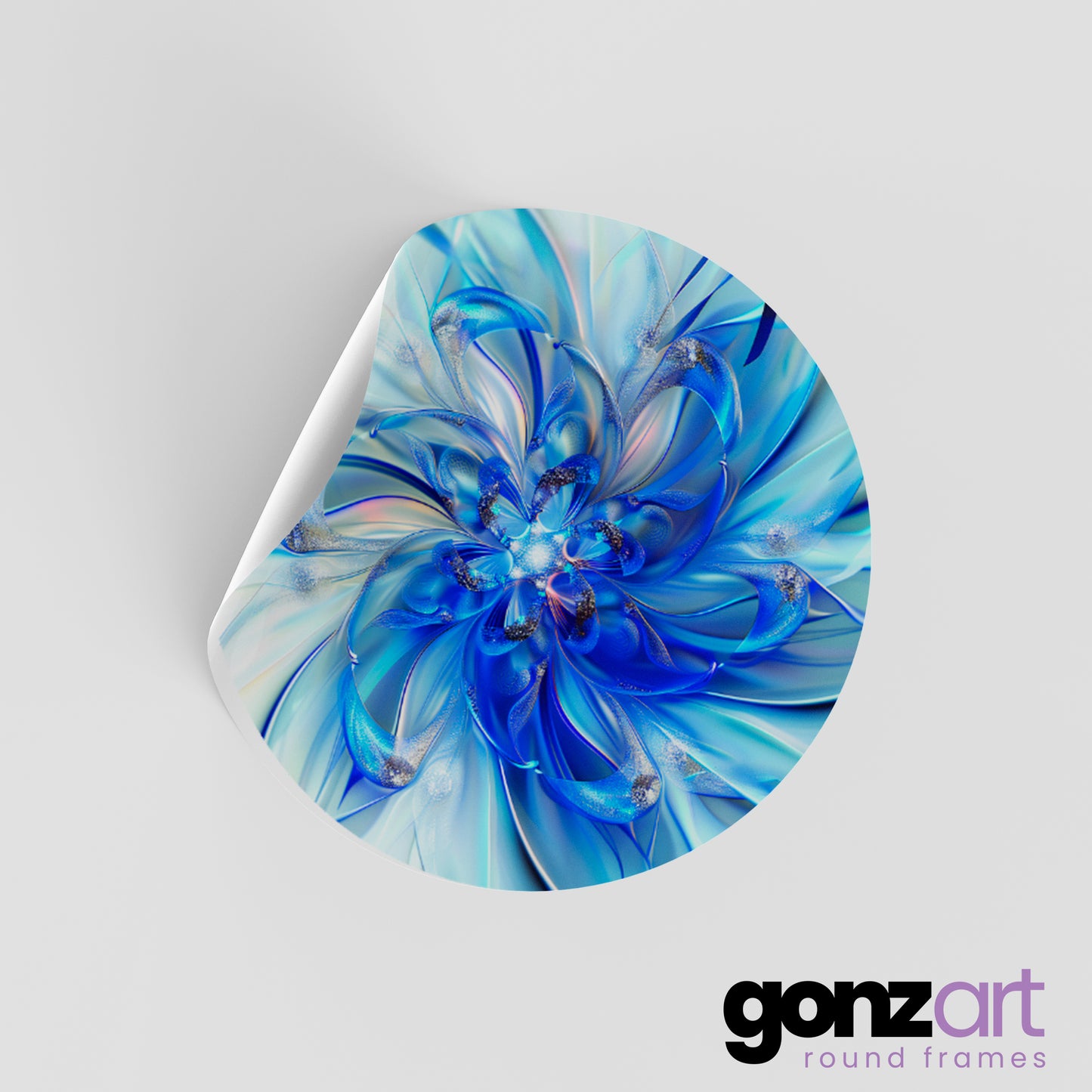 Silver and Blue Floral Only Print (Giclée)