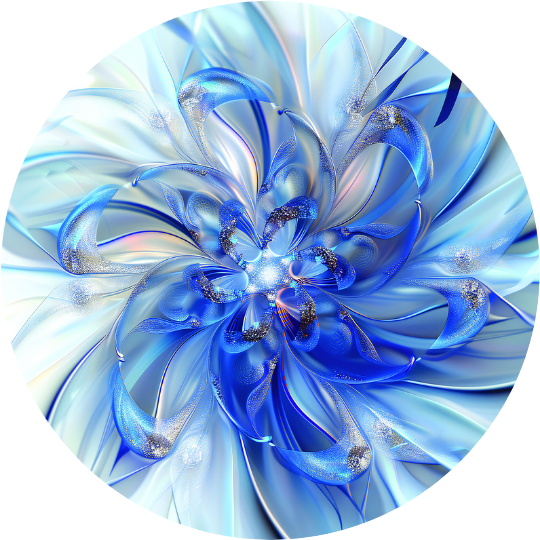 Silver and Blue Floral Only Print (Giclée)