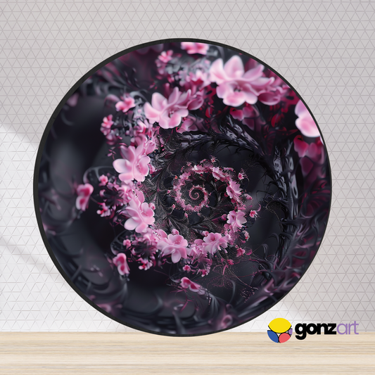 Spiral floral round wall art