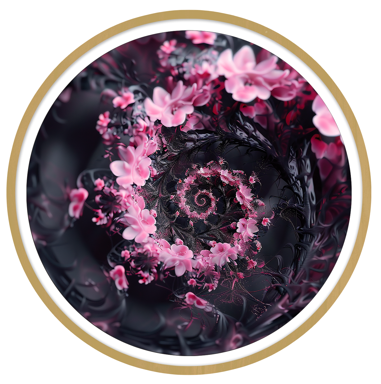 Spiral floral round wall art