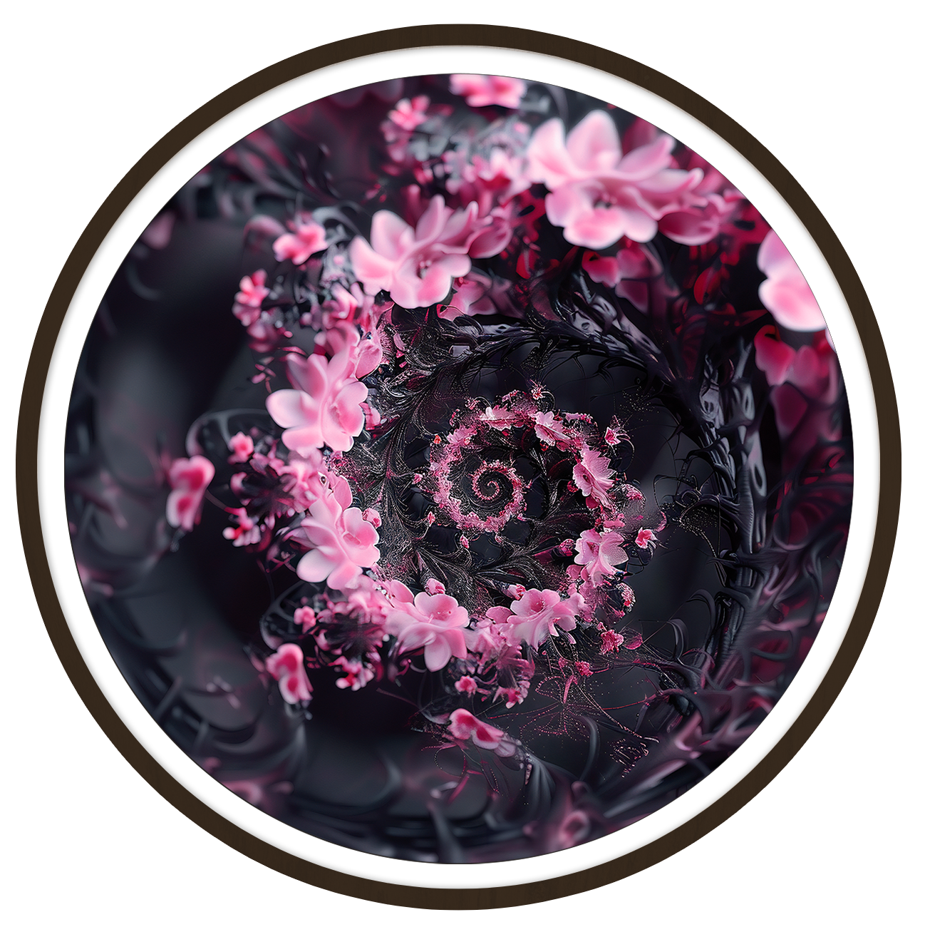 Spiral floral round wall art