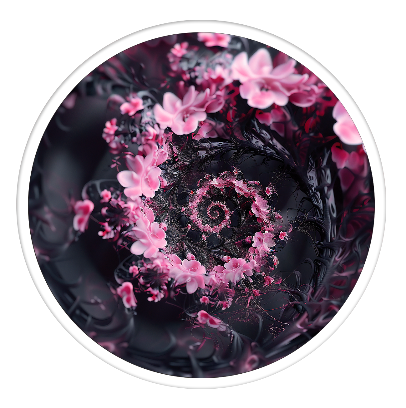 Spiral floral round wall art