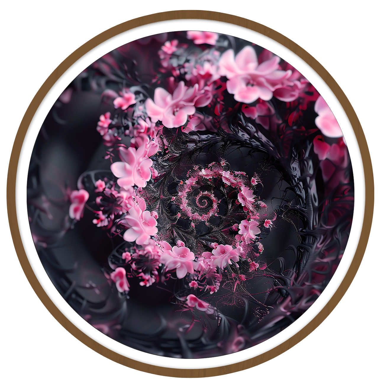 Spiral floral round wall art