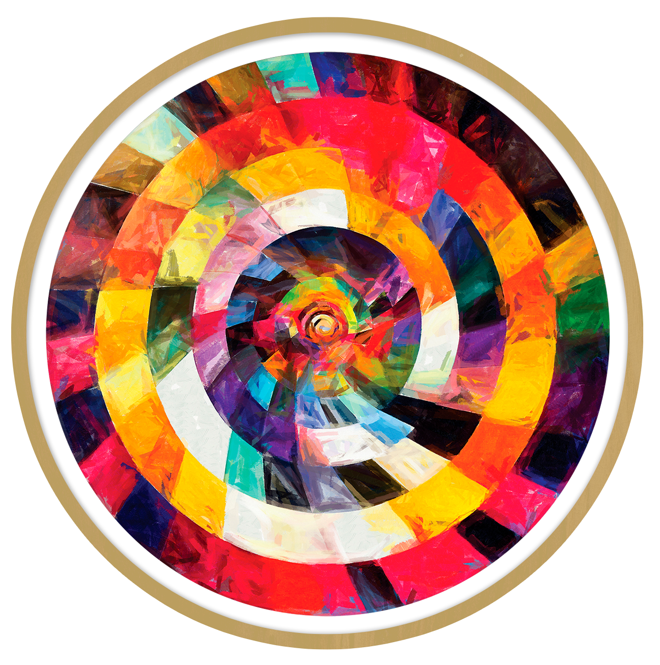 Spiral spectrum round wall art