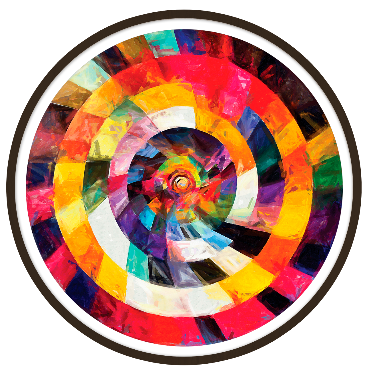 Spiral spectrum round wall art