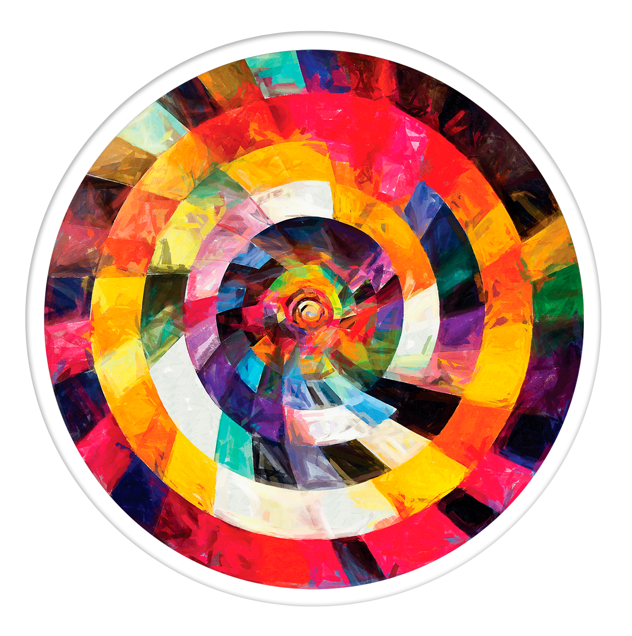 Spiral spectrum round wall art