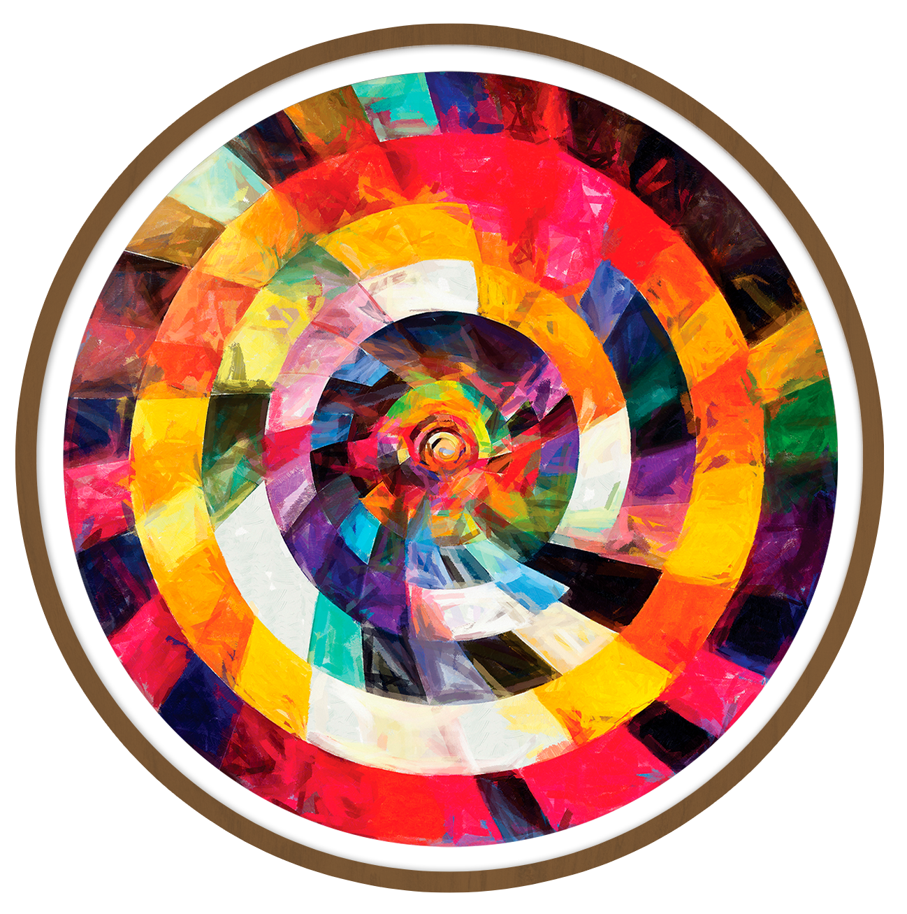 Spiral spectrum round wall art
