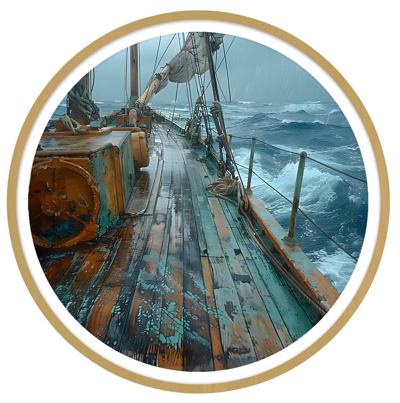 Stormy voyage round wall art