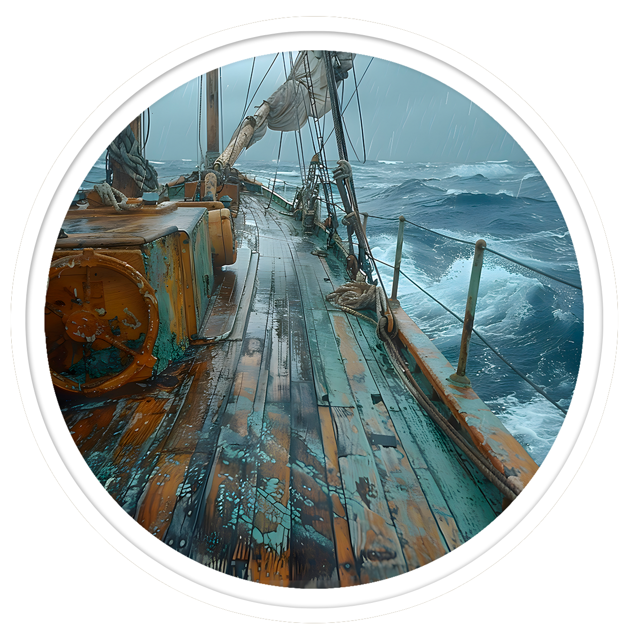 Stormy voyage round wall art