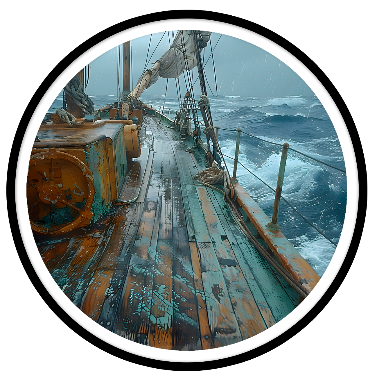 Stormy voyage round wall art