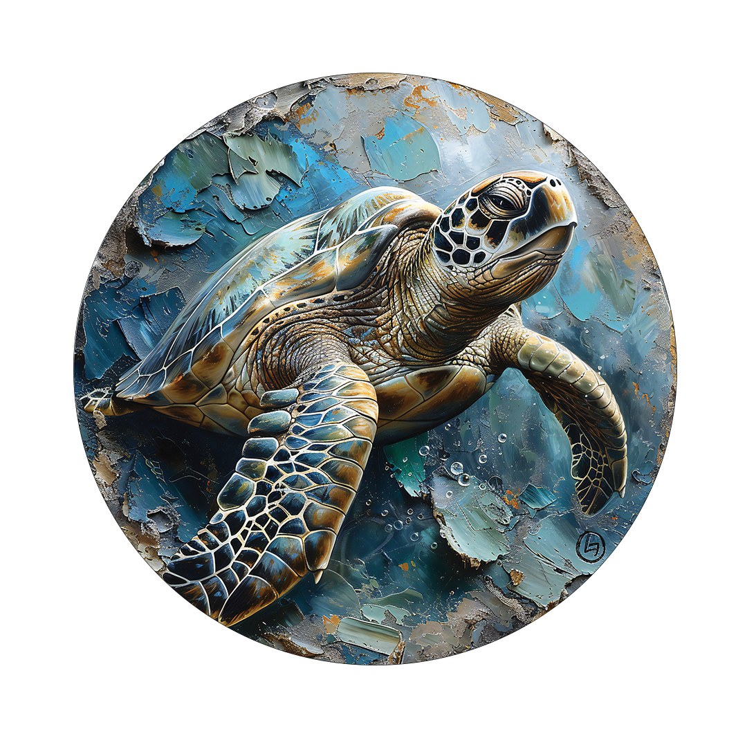 Turtle round wall art