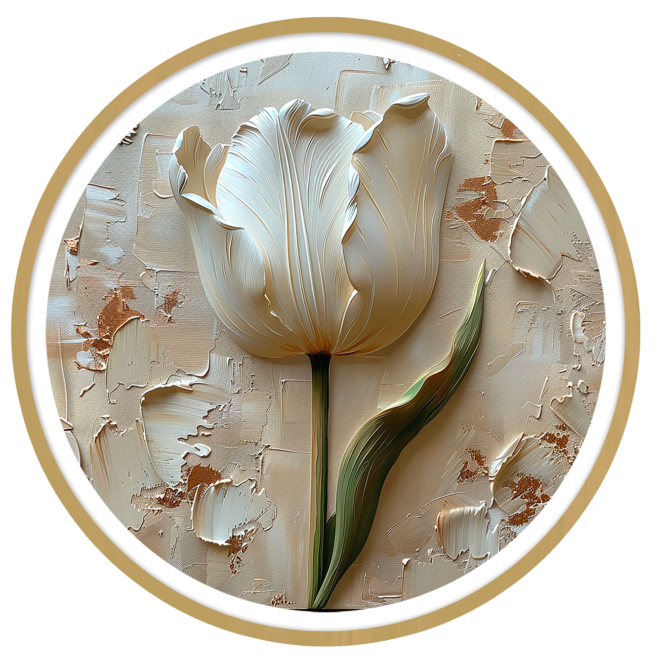 Tulip framed round wall art