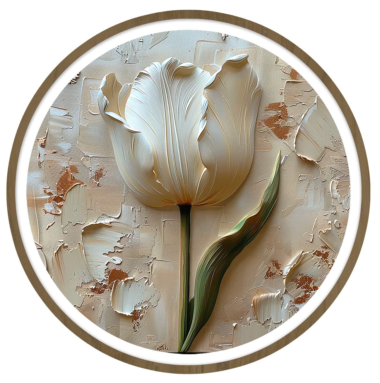 Tulip framed round wall art