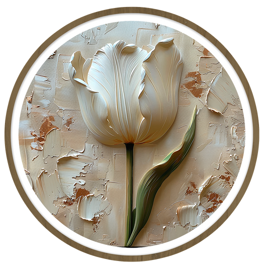 Tulip framed round wall art