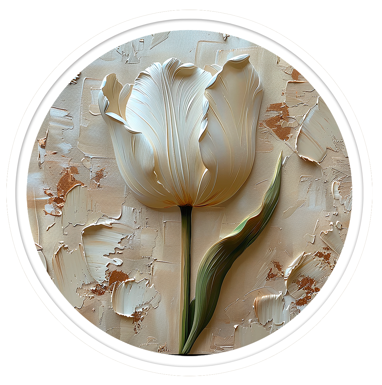 Tulip framed round wall art