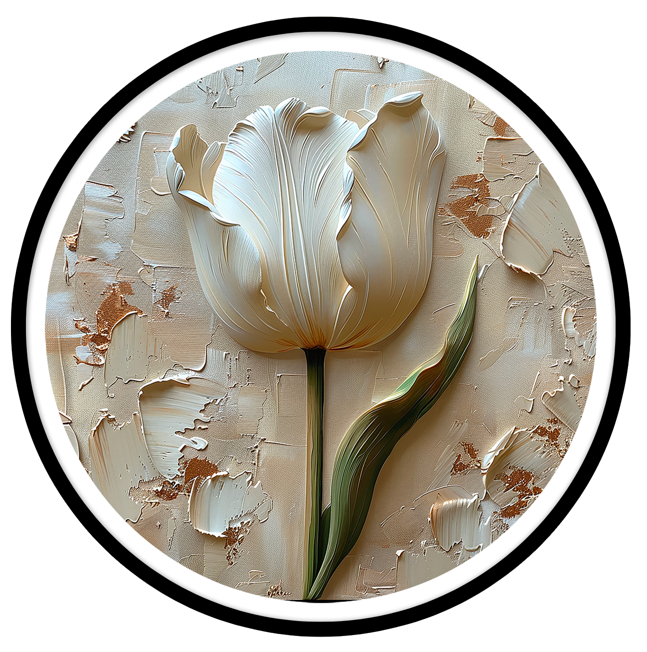 Tulip framed round wall art