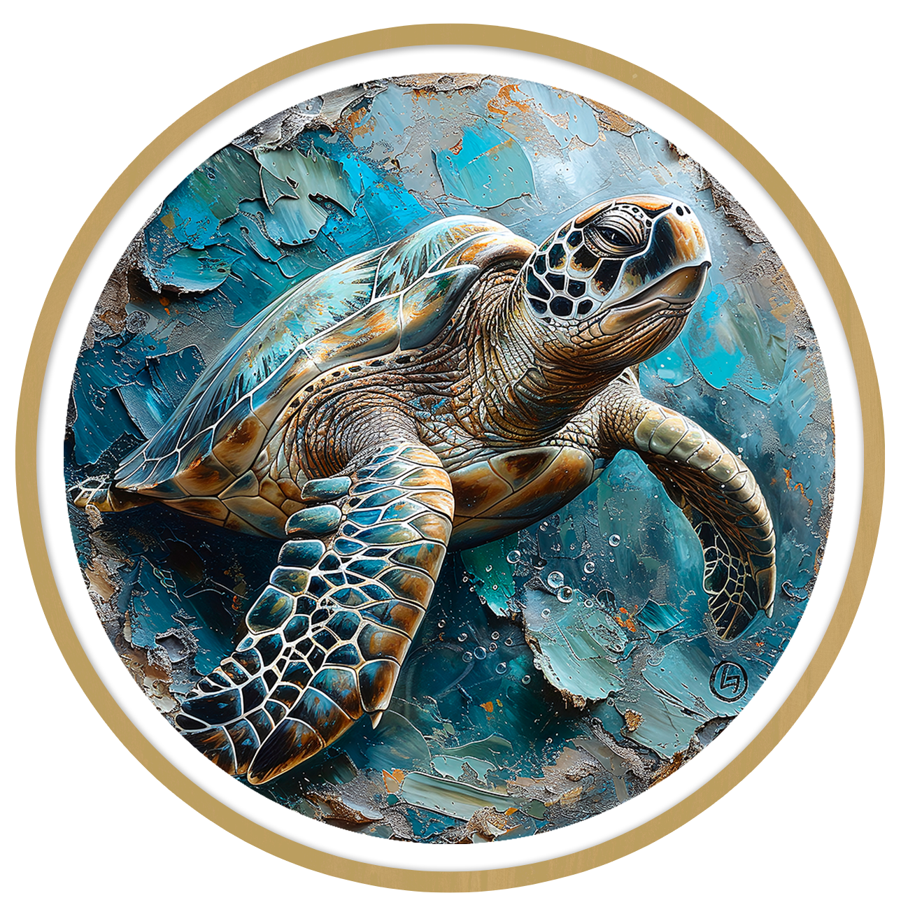 Turtle round wall art