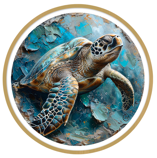 Turtle round wall art