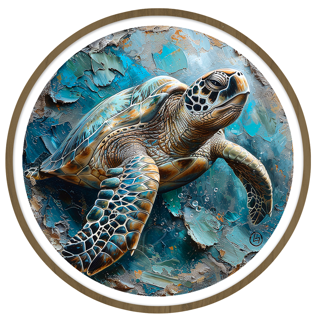 Turtle round wall art
